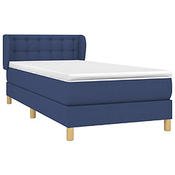 Avis Maison Chic Structures de lit + matelas,Lit à sommier tapissier avec matelas Bleu 90x190 cm Tissu -MN55178