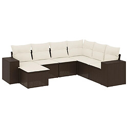 vidaXL Salon de jardin avec coussins 7 pcs marron résine tressée