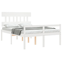 Acheter Maison Chic Lit adulte - Cadre Structure de lit avec tête de lit Contemporain blanc 140x200 cm bois massif -MN90882