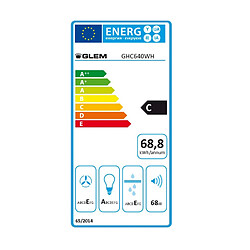 Hotte visière 60cm 344m3/h blanc - GHC640WH - GLEM