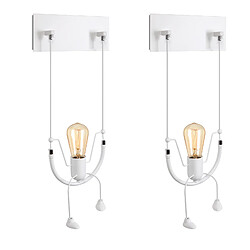 Stoex (2PCS) Applique Murale Rétro Applique Créative Lampe Murale D'Intérieur, Blanc, Pour Chambre À Coucher, Salon, Couloir, E27