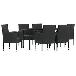 vidaXL Ensemble à manger de jardin 7 pcs noir résine tressée et acier