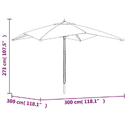 vidaXL Parasol de jardin avec mât en bois anthracite 300x300x273 cm pas cher