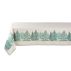 Douceur D'Interieur Nappe rectangulaire antitache et infroissable Forêt enneigée - 150 x 240 cm - Beige et vert