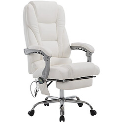 Decoshop26 Fauteuil de bureau avec fonction massage repose-pieds dossier inclinable en PVC blanc 10_0002582