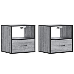 vidaXL Tables de chevet murales 2 pcs sonoma gris 40x31x39,5 cm