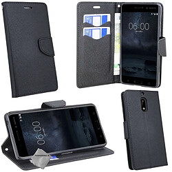 Htdmobiles Housse etui portefeuille pour Nokia 6 + film ecran - NOIR / NOIR