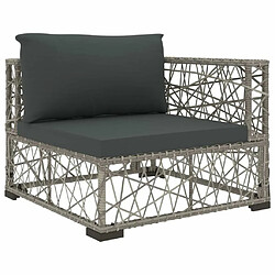 Acheter Maison Chic Salon de jardin 6 pcs + coussins - Mobilier/Meubles de jardin - Table et chaises d'extérieur Résine tressée Gris -MN57161