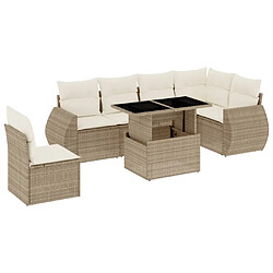 vidaXL Salon de jardin avec coussins 7 pcs beige résine tressée