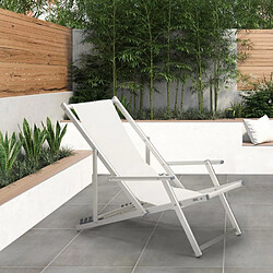 Avis Beach And Garden Design 2 Transat chaises de plage pliantes mer plage accoudoirs aluminium Riccione Gold Lux | Blanc