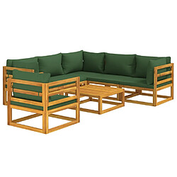 Avis Maison Chic Salon de jardin 7 pcs + coussins - Mobilier/Meubles de jardin - Table et chaises d'extérieur vert bois massif -MN81154