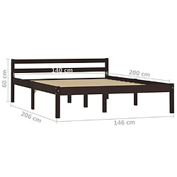 vidaXL Cadre de lit sans matelas marron foncé pin massif 140x200 cm pas cher