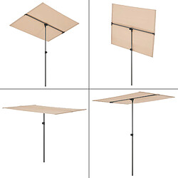 Helloshop26 Parasol inclinable à 360° rectangulaire 180 x 130 cm sable 03_0008047 pas cher