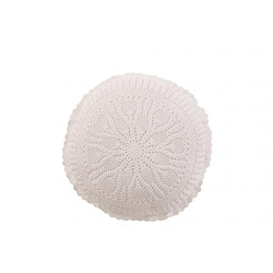 Dansmamaison Coussin Rond Mia Dentelles Coton Blanc