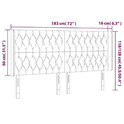 Acheter vidaXL Tête de lit avec oreilles Gris foncé 183x16x118/128 cm Tissu