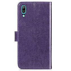 Wewoo Housse Coque Étui en cuir à motif de fleurs repiquées Lucky Clover pour HuEnjoy 9, avec support et logements pour cartes, portefeuille dragonne (violet)