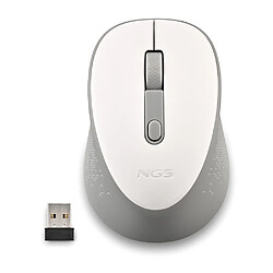 Souris USB sans fil NGS Dew White 1600dpi - 3 boutons - Utilisation droitier - Couleur Blanc/Gris 