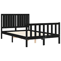 Maison Chic Lit adulte - Cadre Structure de lit avec tête de lit Contemporain noir 120x200 cm bois massif -MN25684 pas cher