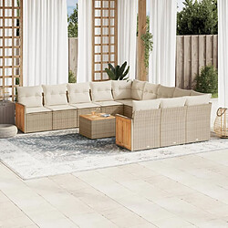 Maison Chic Salon de jardin avec coussins 12 pcs | Ensemble de Table et chaises | Mobilier d'Extérieur beige résine tressée -GKD42785