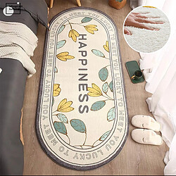 Universal Tapis ovale moelleux de 80 * 160cm pour salon chambre de luxe tapis imprimé fleuri tapis de chevet souple kawaï tapis de chambre à coucher serviettes de bain(blanche)