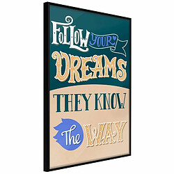 Paris Prix Affiche Murale Encadrée Dreams Know the Way 20 x 30 cm Noir