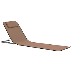 Helloshop26 Tapis de plage chaise longue pliables 2 pièces acier et tissu marron 02_0012184