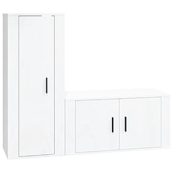 Maison Chic Ensemble de meubles TV 2 pcs pour salon - blanc brillant bois d'ingénierie -MN21912