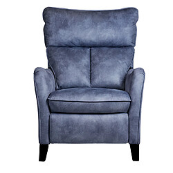 Pegane Fauteuil relax manuel en microfibre couleur Bleu - Longueur 76 x Profondeur 90 x Hauteur 108 cm