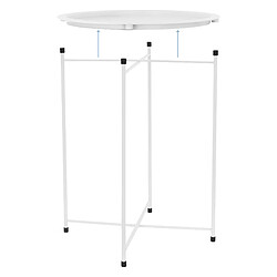 ML DESIGN MODERN LIVING Table d'appoint ronde Ø 46x51 cm Blanc en métal avec plateau ML-Design pas cher