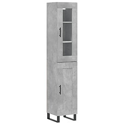 vidaXL Buffet haut Gris béton 34,5x34x180 cm Bois d'ingénierie