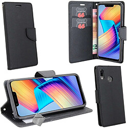 Htdmobiles Housse etui portefeuille pour Huawei Honor Play + film ecran - NOIR / NOIR