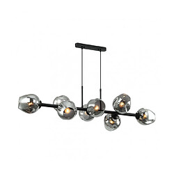 Luminaire Center Suspension Borgo Acier Noir 8 ampoules 112cm