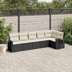 Maison Chic Ensemble Tables et chaises d'extérieur 6pcs avec coussins,Salon de jardin noir résine tressée -GKD737665