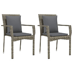 Maison Chic Lot de 2 Chaises de jardin,Fauteuil d'extérieur avec coussins Résine tressée Gris -MN20700