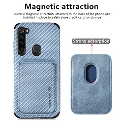 Coque en TPU + PU texture en fibre de carbone, anti-rayures, absorption magnétique avec porte-carte bleu pour votre Xiaomi Redmi Note 8T