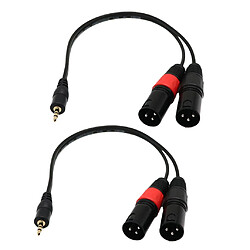 2 x Jack 3.5MM Stéréo Mâle Vers 2 XLR Mâle Adaptateur Répartiteur Audio Câble