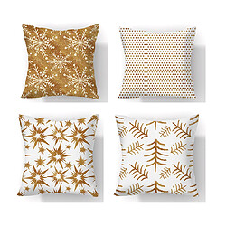 P56 4pcs 45 * 45cm Christmas Snow Flake Motif Polyester Taie d'oreiller d'imprimerie Coussin Coussin Coussin Coussin Accueil