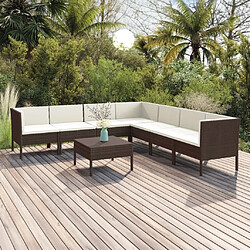 Maison Chic Salon de jardin 8 pcs + coussins - Mobilier/Meubles de jardin - Table et chaises d'extérieur Résine tressée Marron -MN79199