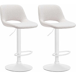 Non Lot de 2 tabourets de bar Camden tissu blanc pas cher