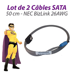 Lot x2 Câbles SATA NEC BizLink 6935060000 26AWG PowerMate VL350 50cm Gris - Occasion