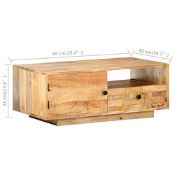 vidaXL Table basse 90x50x35 cm Bois solide de manguier pas cher