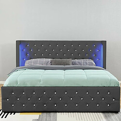 Acheter Meubler Design Lit Coffre Design Avec Led Osmos - Gris - 180x200