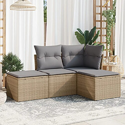 Maison Chic Salon de jardin avec coussins 4 pcs | Ensemble de Table et chaises | Mobilier d'Extérieur beige résine tressée -GKD78674