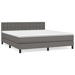 Maison Chic Lit Adulte - Lit simple Lit à sommier tapissier avec matelas moelleux - Meuble de Chambre - Gris 160x200 cm Similicuir -MN21240