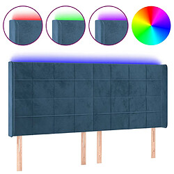 vidaXL Tête de lit à LED Bleu foncé 203x16x118/128 cm Velours