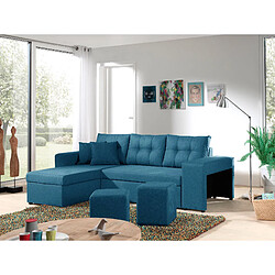 Bestmobilier California - Canapé d'angle réversible et convertible avec coffre de rangement - Bleu canard pas cher