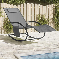 Maison Chic Chaise longue à bascule | Bain de soleil Relax | Transat gris acier et textilène -GKD60763