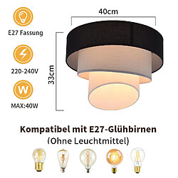 Avis Autres Temps ZMH Lampe pendante LED Salon Ø40cm Abat-jour tissu moderne Lampe pendante noire E27 Couloir