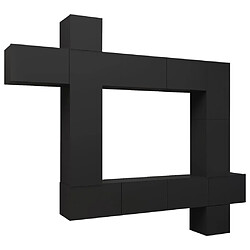 Maison Chic Ensemble de meubles TV 9 pcs | Banc TV Moderne pour salon | Meuble de Rangement - Noir Aggloméré -MN30408