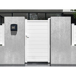 Vente-Unique Portillon battant aluminium plein L103 x H181 cm blanc - NAZARIO